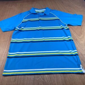 Slazenger Men’s Large Blue Striped Performance Polo Shirt Golf Athletic